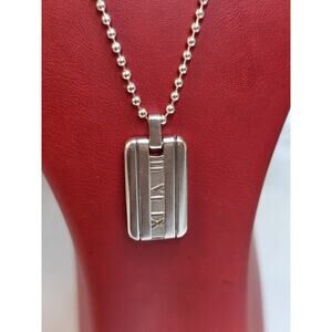 Tiffany & Co. Atlas Dog Tag Pendant Necklace 20" Sterling Silver 925